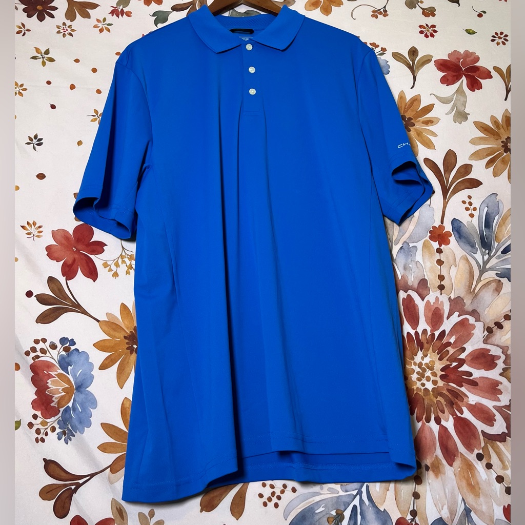 Chaps Mens L Stay Dry Golf Bold Blue Performance Polo Spring Summer Athletic